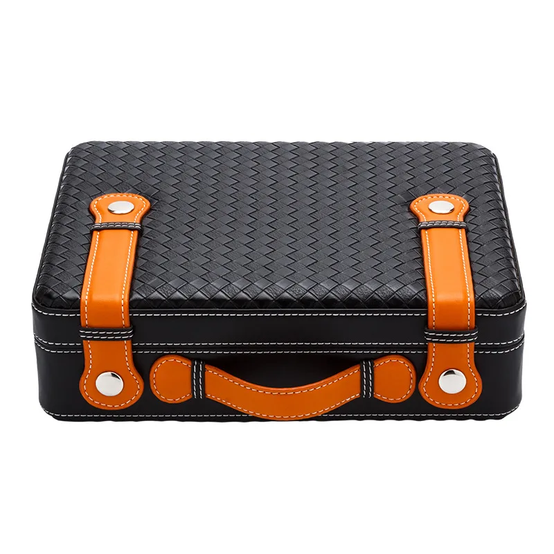 Portable Cigar Humidor Leather and Wood Cigar Box Handmade Handheld With Humidifier For Travel Home