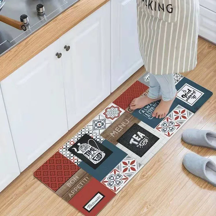 Wholesale Oil-proof PVC Leather Kitchen Floor Mat With Eco-friendly Waterproof Non-slip Mat