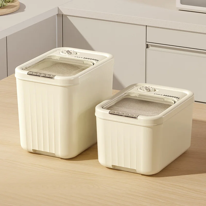 Kitchen Cabinet Rice 15 KG PP Bucket Storage Organizer Box with Wheel