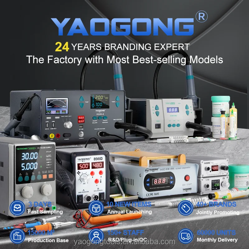 YAOGONG 852D Digital Temperature Smart Thermostat Phone Motherboard PCB IC Mobile Repair Tool Hot Air Heat Gun Soldering Station