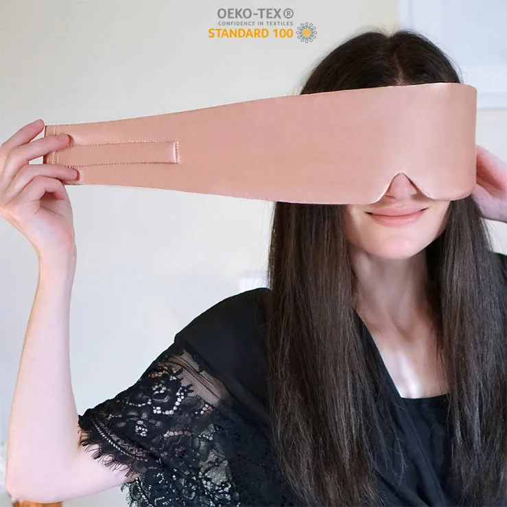 100% Pure Silk Blackout Blindfold Soft Breathable Over Sized Thick Padding Wide band Silk Eye Mask for sleeping
