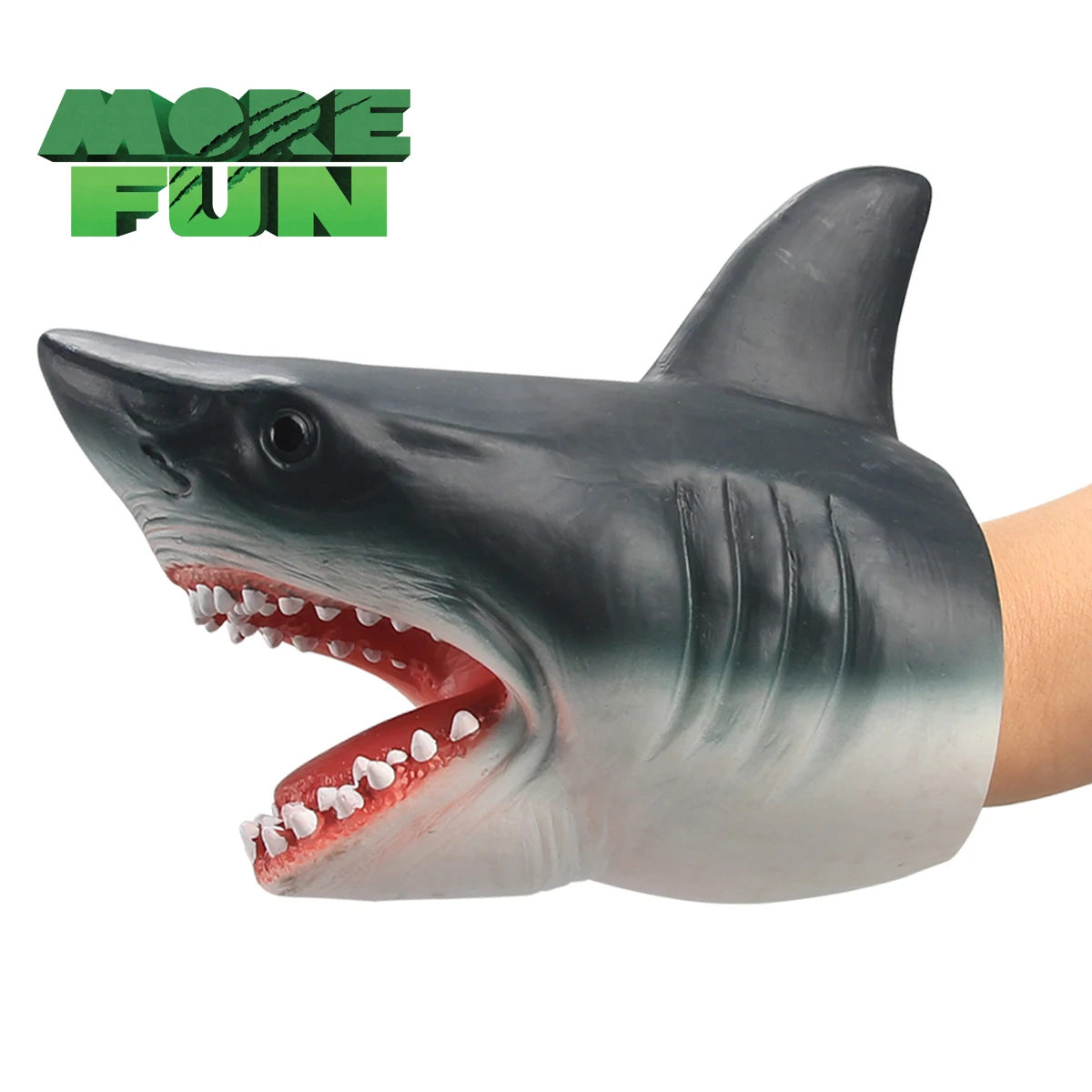 Realistic High Quality Soft PVC Plastic Animal Puppet Toys Realistic Eco-friendly Shark Toys Shark Hand Puppet
