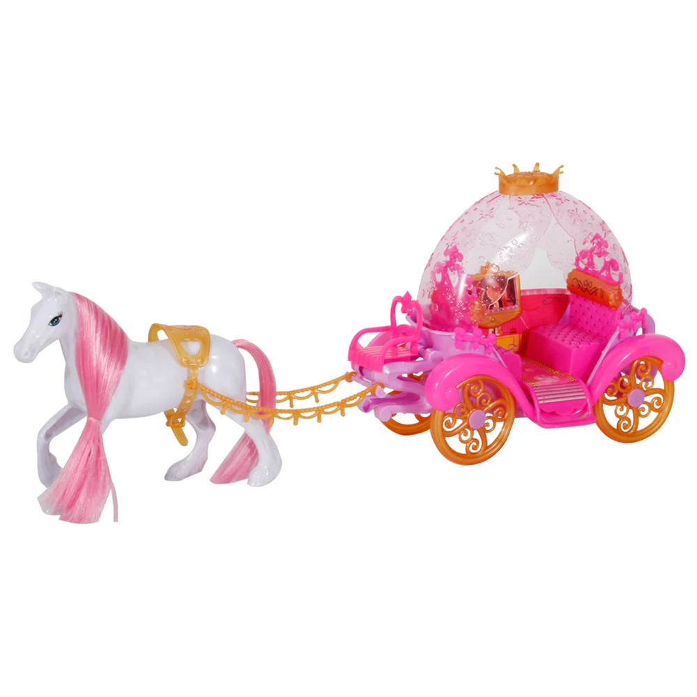 Huiye 2024 Girl Horse Toys Plastic Horse Carriage Toys Beauty children toy horse princess carriage