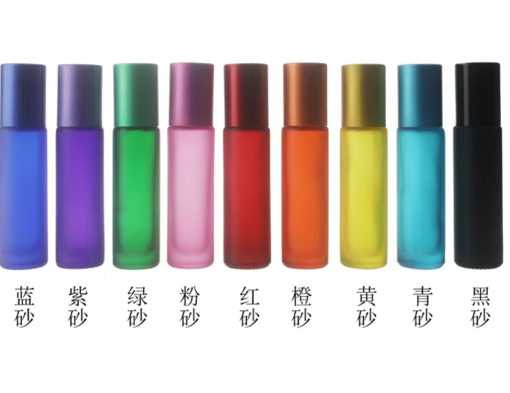 ess oil 10ml roller on colorful glass bottle with aluminum stainless steel cap 5ml 7ml