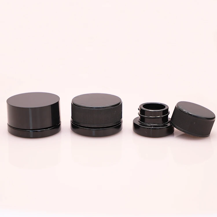 5ml childproof packaging glass black cream jar 9ml smellproof eye cream small container with ABS child resistant lid