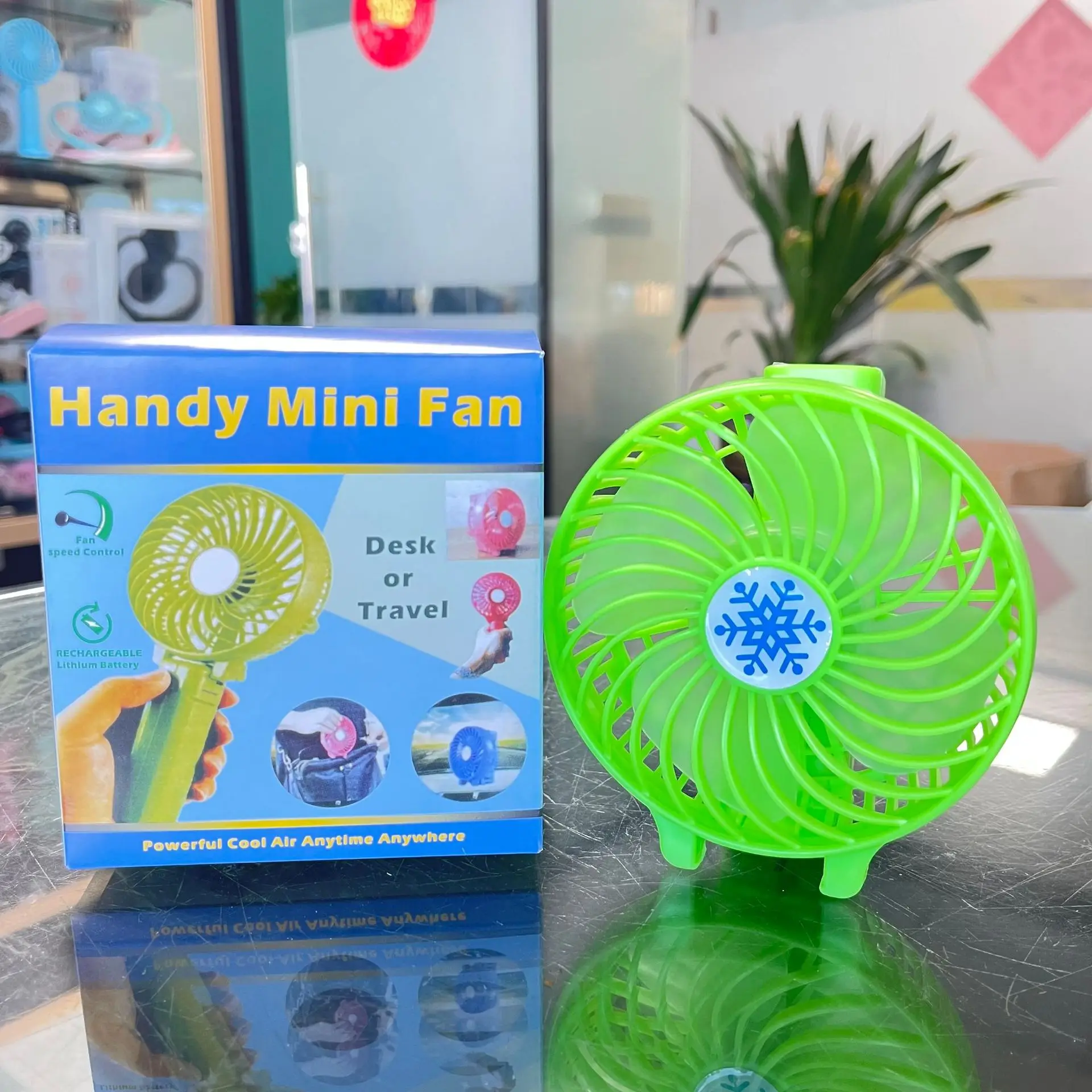 Custom portable small usb office air cooler plastic pocket handheld rechargeable mini folding fan