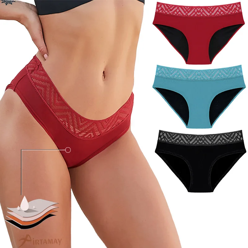 U5351 4 Layers Classic Braga Menstrual Culottes Absorbent Postpartum Underwear Women Menstrual Period Panties
