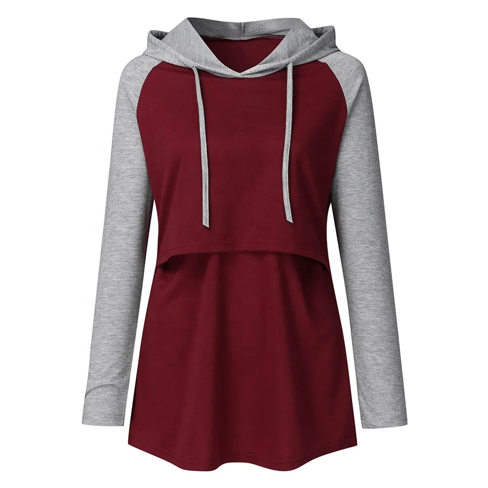 Женская толстовка для беременных зимняя одежда толстовка полосатые футболки с длинным рукавом Пуловеры для грудного вскармливания Топ для беременных и кормящих мам