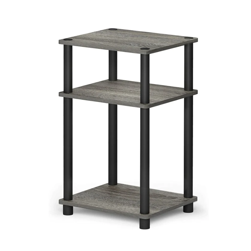 Black Oak Just 3 Tier Coffee Side Night Stand Bedside High End Table with Plastic Poles for Living Room