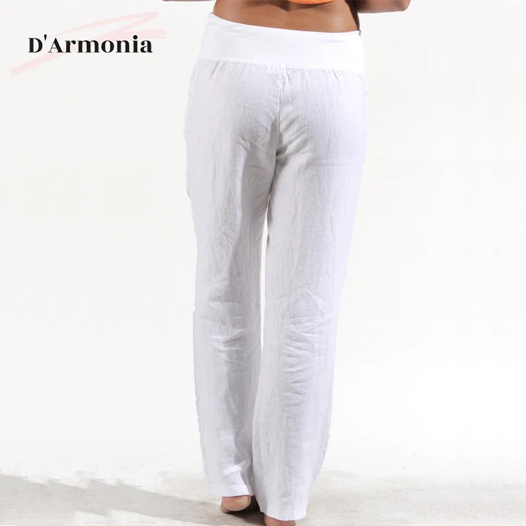 Fashion Casual Long White Pants Plain Comfortable Trousers For Women
