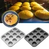 12 Cup Non-Stick Cake Pan Carbon Steel Muffin Tray Mince Pie Baking Egg Tart Mold Household Kitchen&Dining