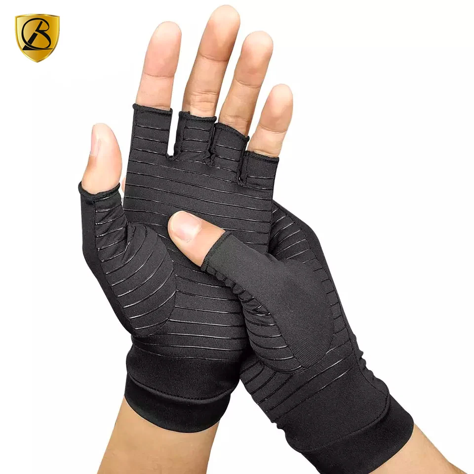 Copper Brace Copper Infused Open finger compression gloves for pain relief, sports activities