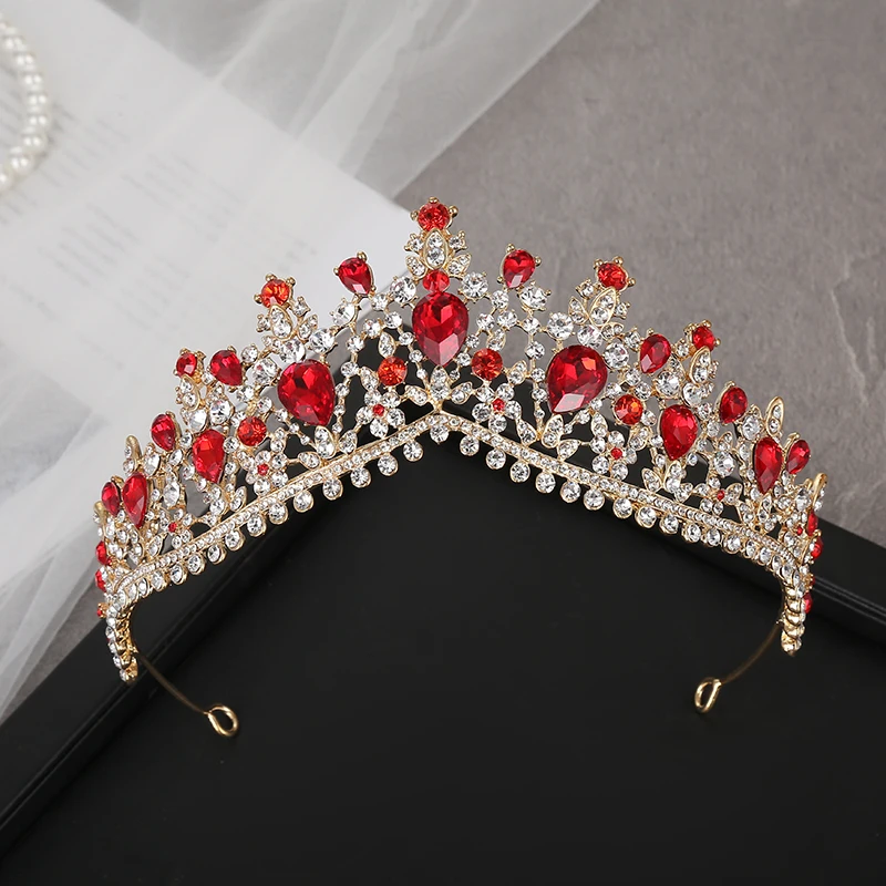Luxury Rhinestone Crystal Head Jewelry Baroque Bride Crown European Crown Multi-color Hair Hoop