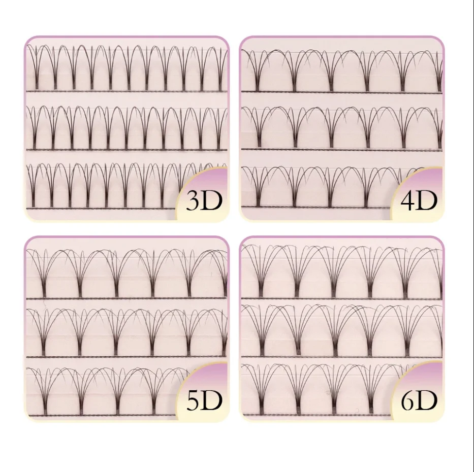 Short Stem Natural soft Korean PBT fibers 0.03 0.05 12mm mega 8d eyelashes 12 16rows 17mm 0.07 long stem premade fans lashes