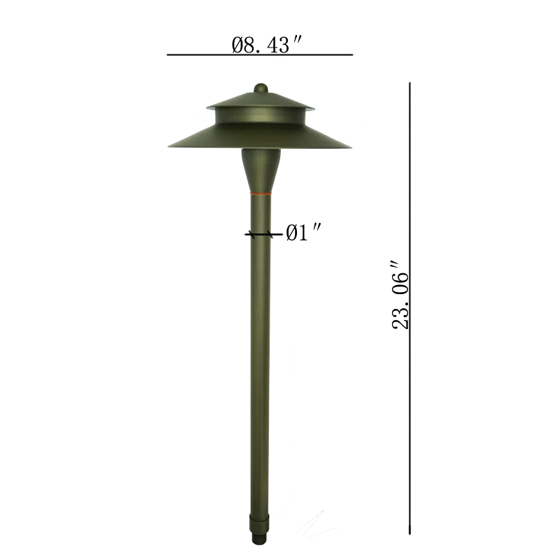 Landscape Lighting Manufacturer Solid Brass Path Light Low Voltage Double Layers Hats Redidential Area Light