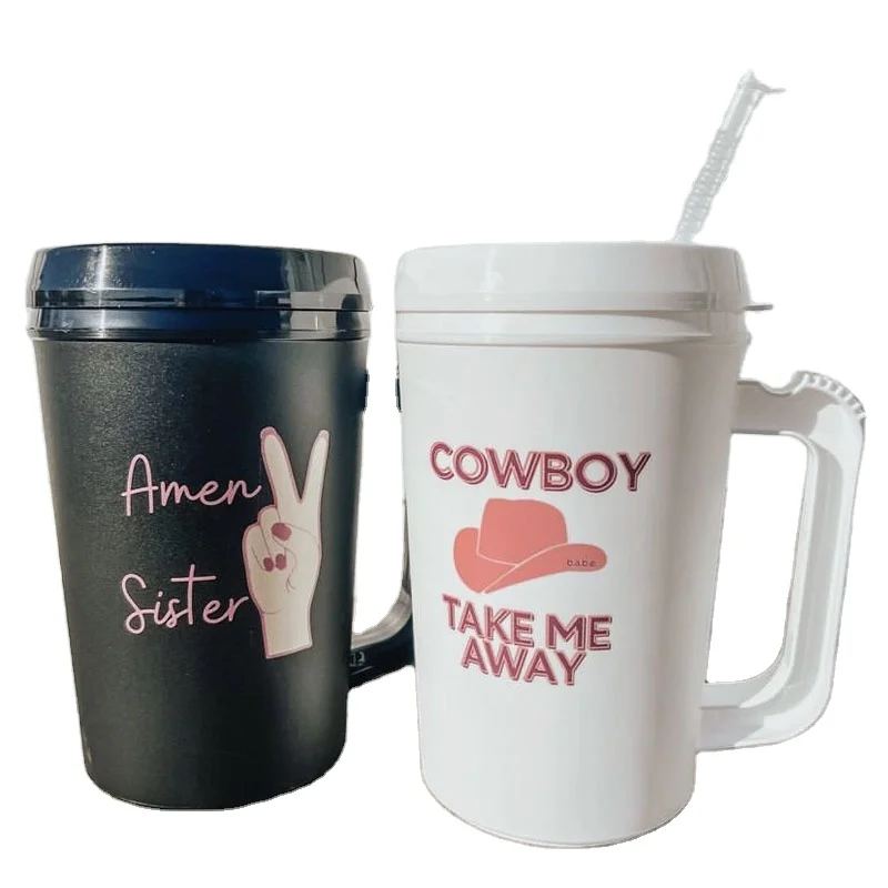 2024 34OZ Double Wall Insulated Plus Straw Black Leopard Cow Mega Mug Trucker Style Mega Mug