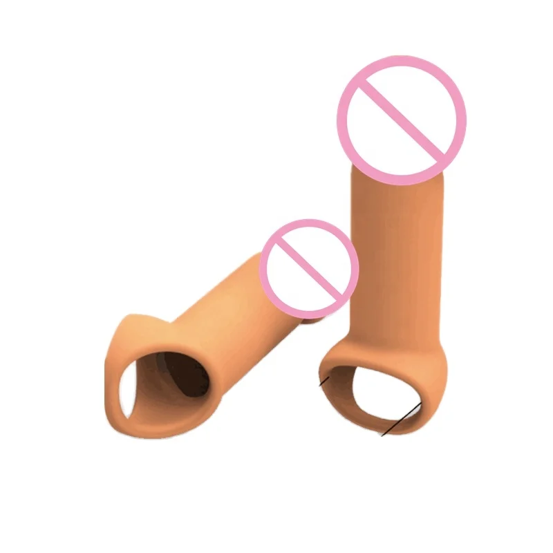 Factory Price Delay Penis Extension Sleeve Reusable Soft Silicone Dildo Sleeves Sexy Condoms for man