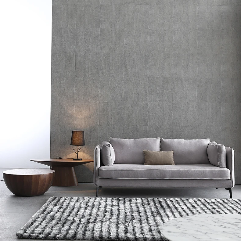 3 Seater Stainless Metal Foot Linen Sofa Sets For Living Room Home Furniture