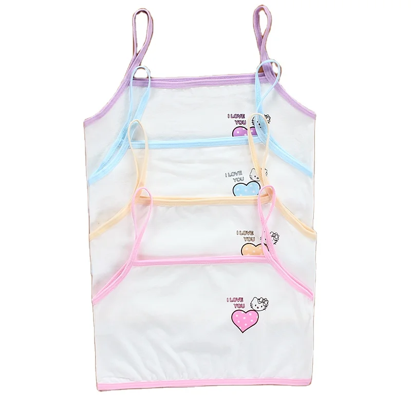 YCH Girls development bra cute cartoon sleeping cat printed bra without steel ring student vest underwear