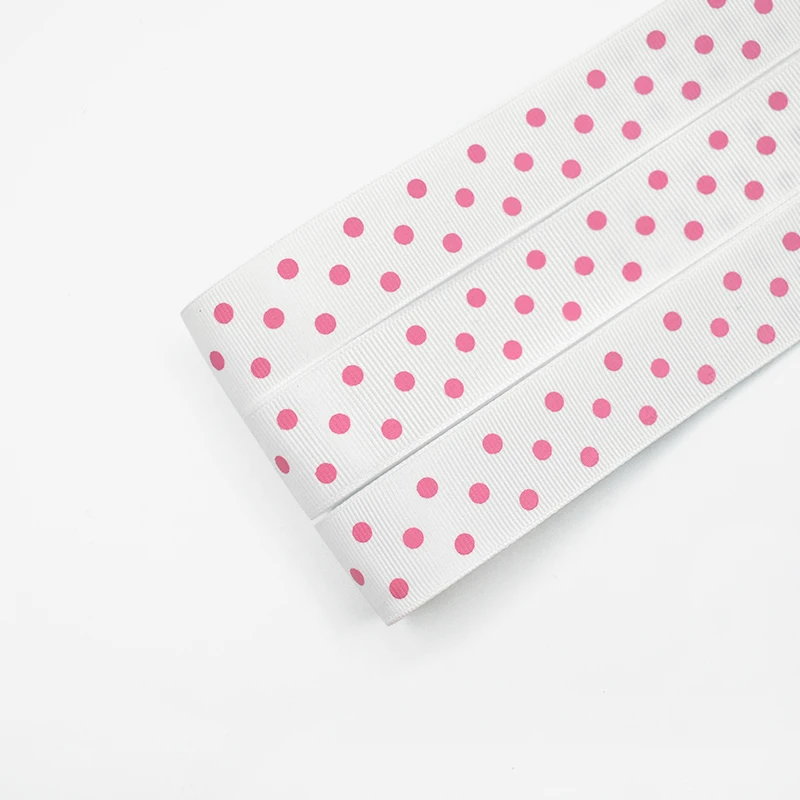 Manufacturers Wholesale Custom 2.5cm Grosgrain Ribbon Printing Polka Dot Packaging Ribbon