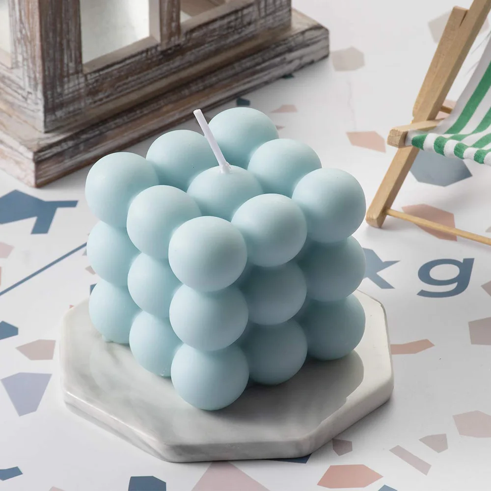 High quality delicate cube scented soy wax paraffin bubble candle