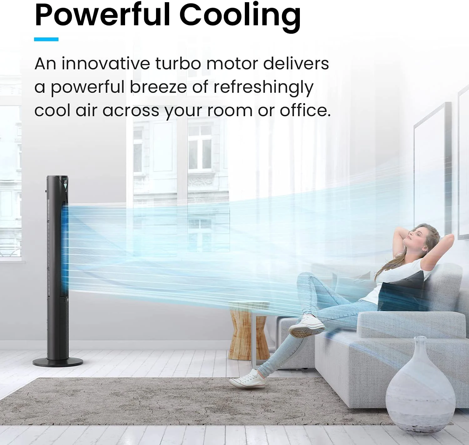 New 46 Inch air cooler fan Powerful portable tower Ac ventiladores oscillation bladeless pedestal Tower fan with timer