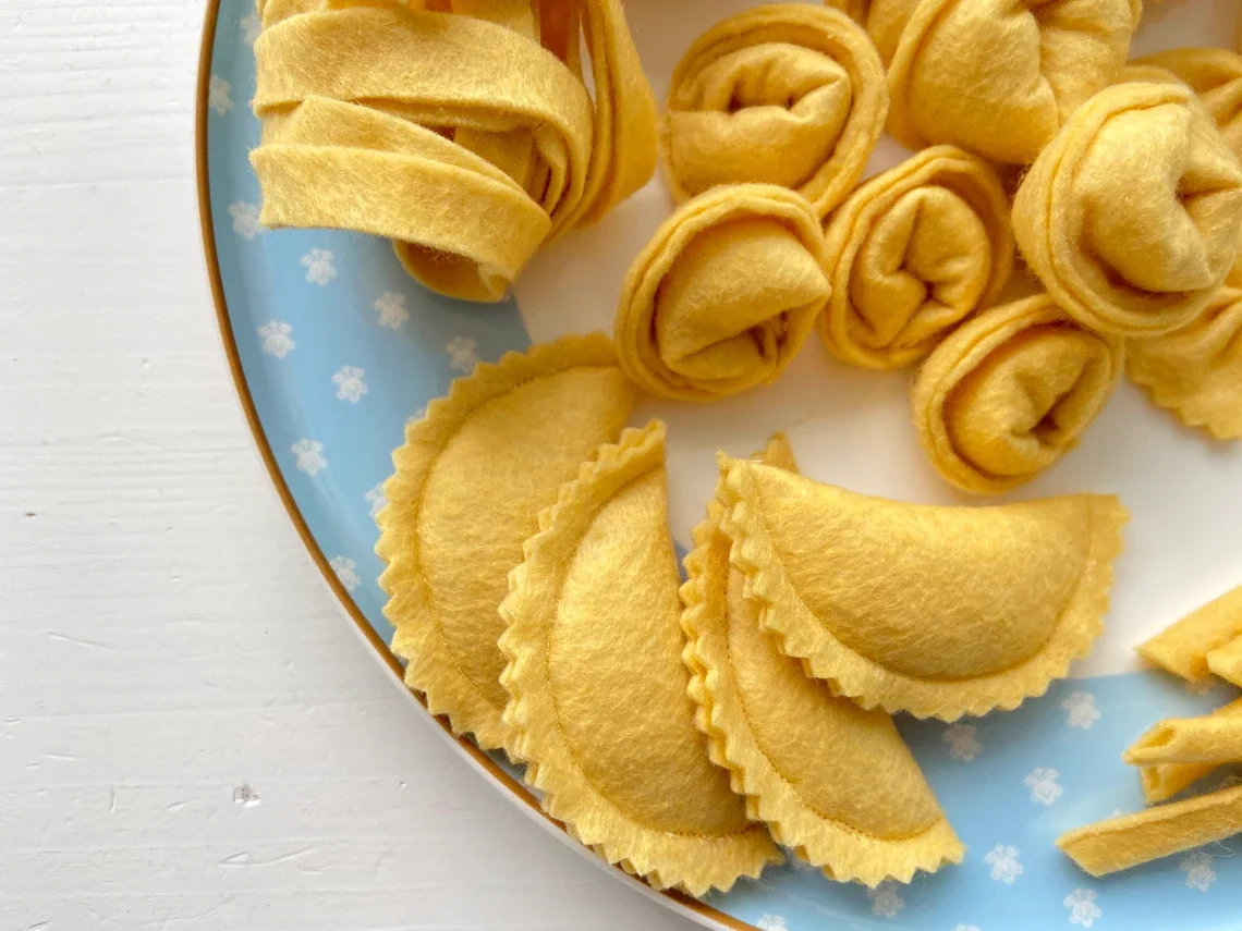 Felt food pasta set pretend play plush toy kids play kitchen food cooking toys