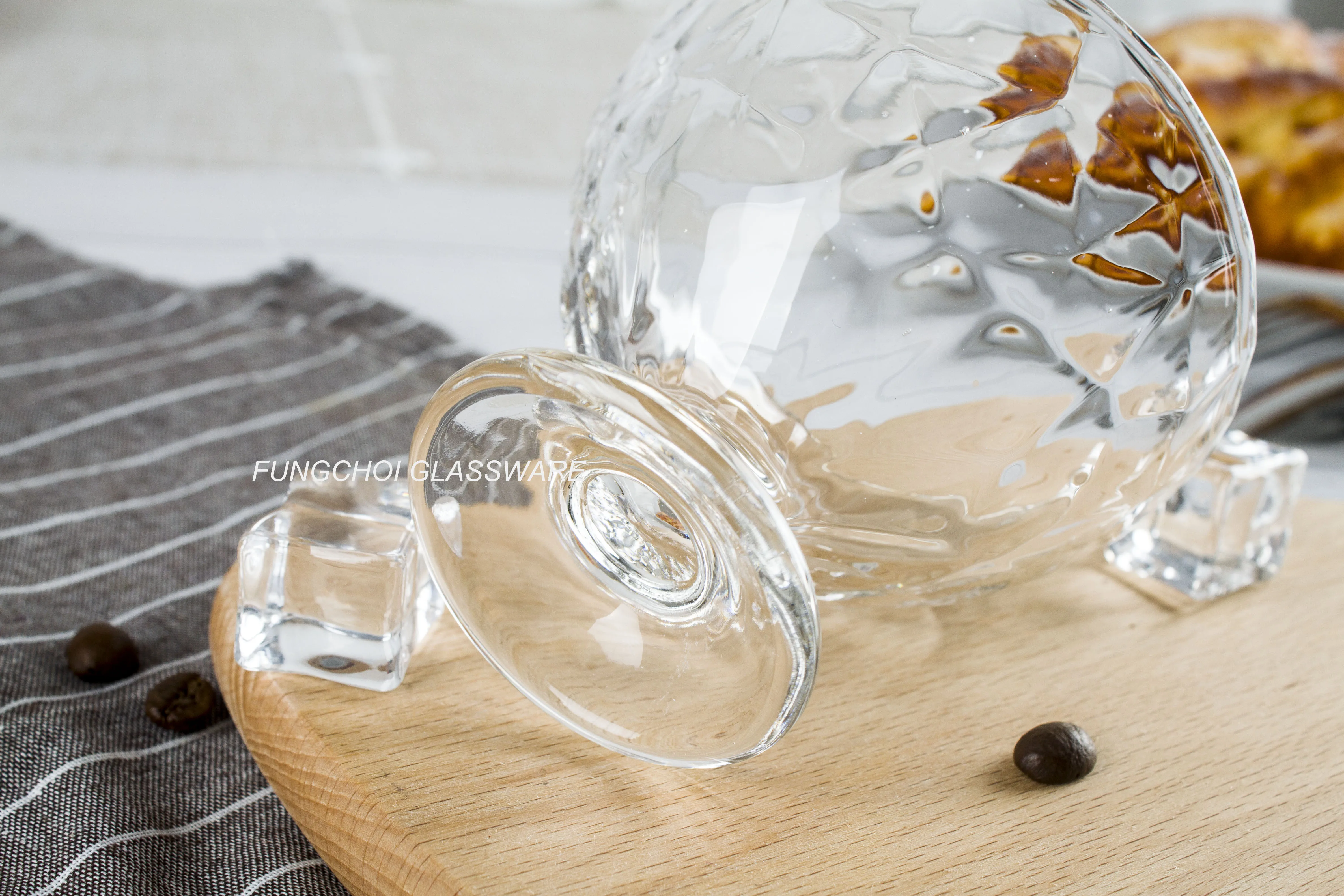 4.7oz 140ml transparent diamond cutting shape design freeze safe ice cream glass bowl for dessert