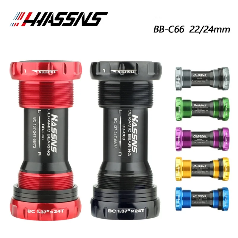 High quality HASSNS BSA Bottom Bracket 68mm 73 Thread Lock CERAMIC Bearing  MTB Road Bike Frame 24mm Axle DUB Crank