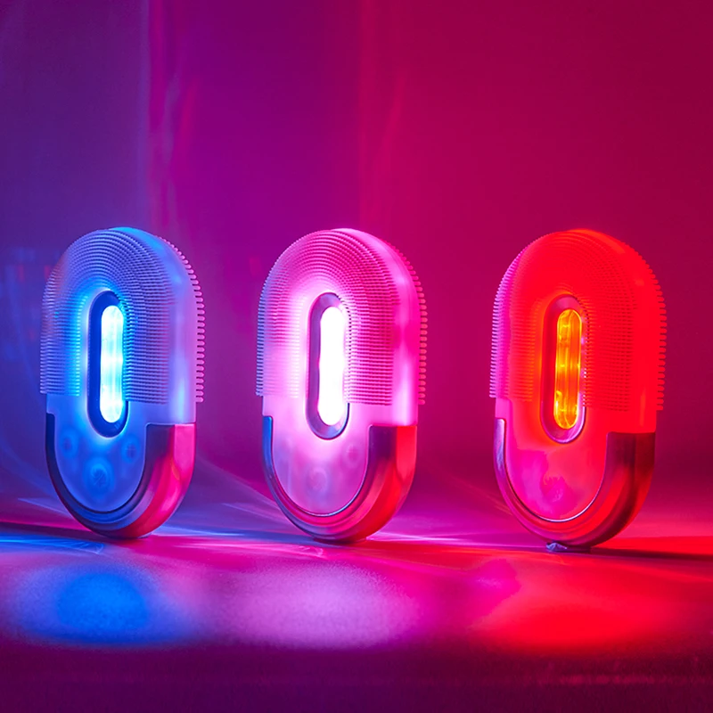 Beauty Wash щетка для лица сообщения Фотон Led Sonic силиконовая Очищающая щетка для лица Массажер светодиодные фонари 3 в 1 система
