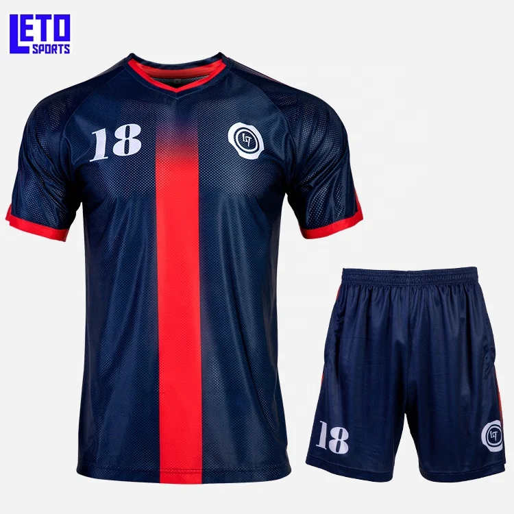 V neck blank soccer jersey custom football clothing navy blue