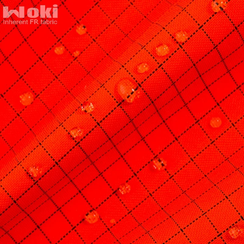 FR антистатический непромокаемым ламинированным флис ткань из высоко-видимая оранжевого цвета
