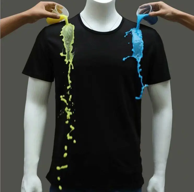 Mens Stain Resistant T-shirt Nano Hydrophobic Polyester Plain T Shirt