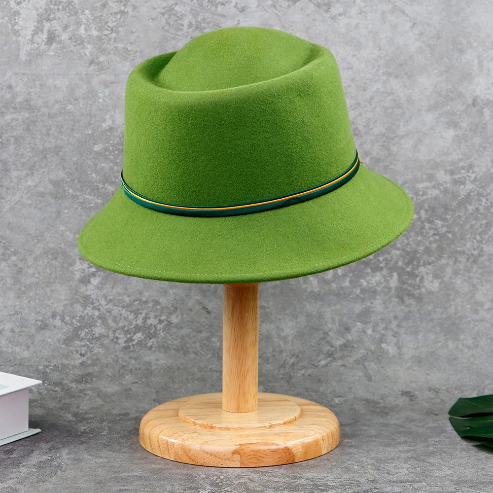 LiHua High Quality Customized Women Wholesale Ladies Hats Green Wool Felt Fashion Hat