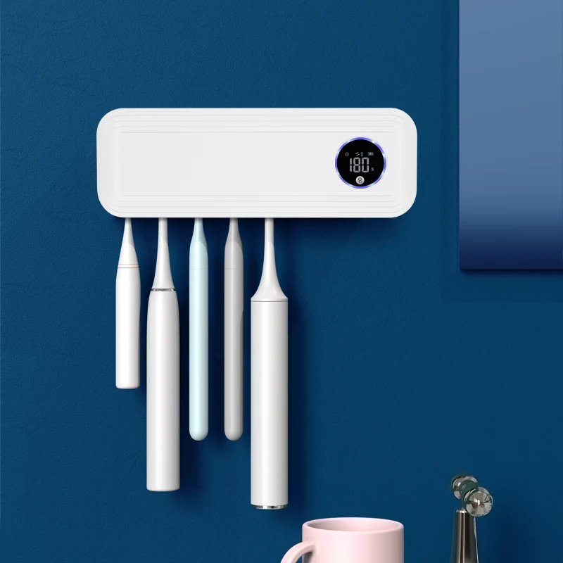 Easy to Use Smart Open Cover Wall-mounted UV Toothbrush Holder with Toothbrush Dryer