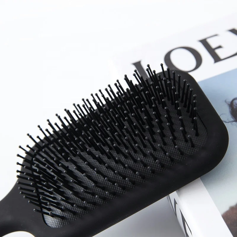 Fashionable Custom LOGO Black Paddle Detangling Hair Brush for For Women Men Salon