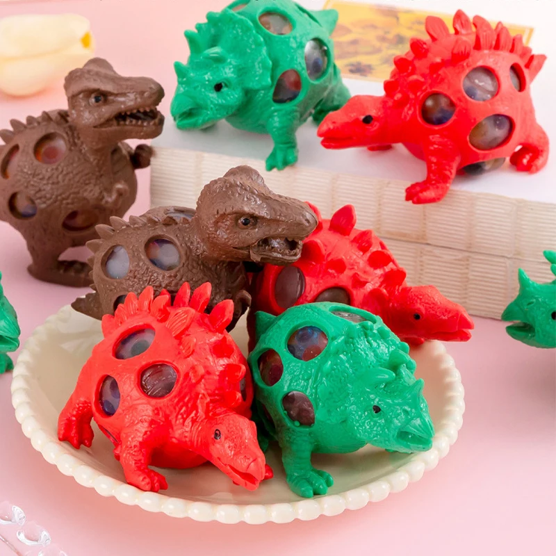 Jincan Hot Sale Kawaii TPR Stress Relief Ball Toy Colorful Dinosaur & Grape Ball Shape Fun for Boys Packaged in Box