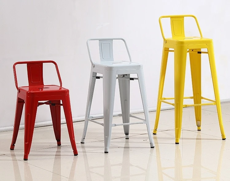 American Style Colorful Stackable Metal Bar Stool Chairs For Kitchen