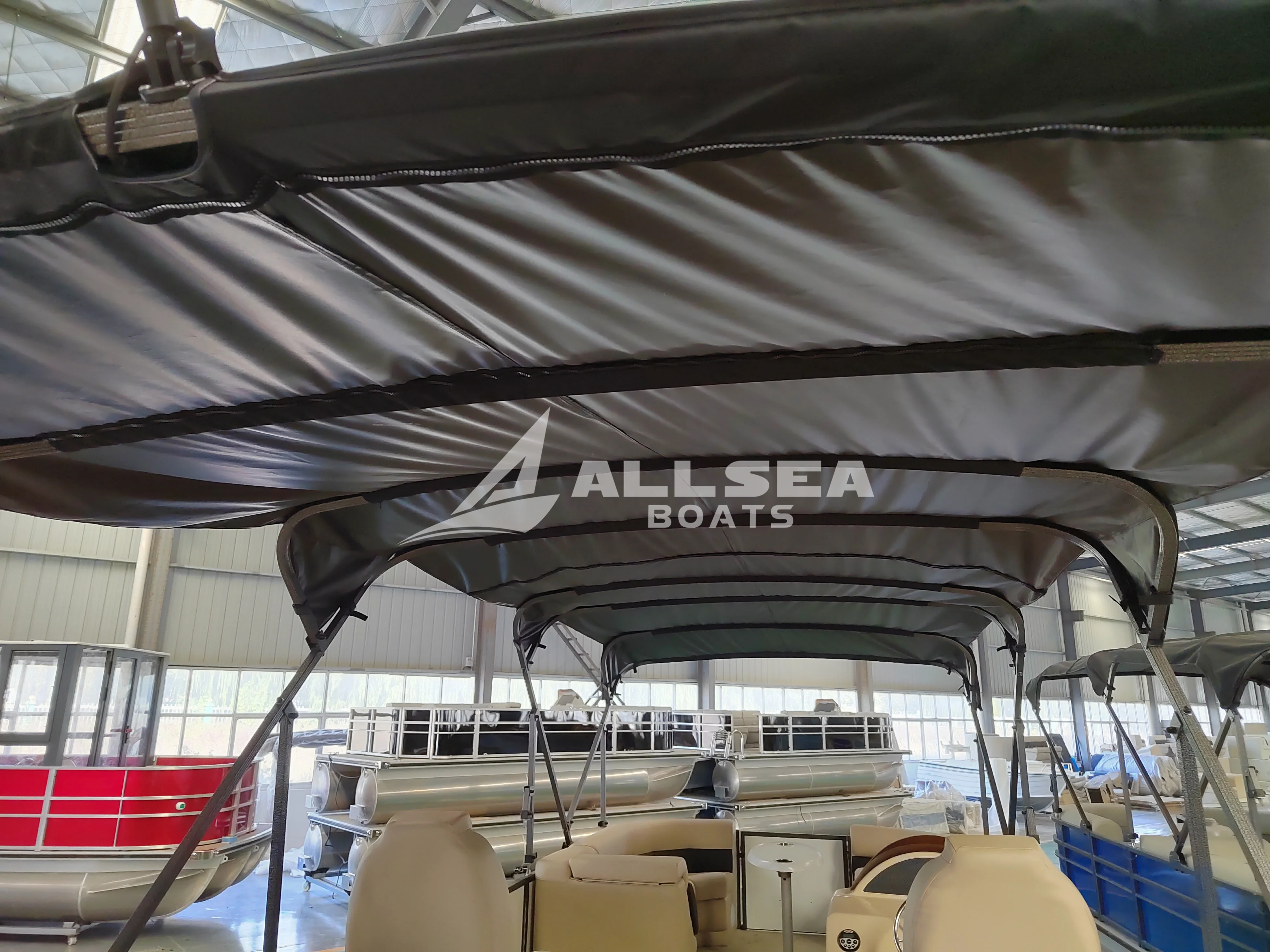 High quality 25ft 7.6m welded aluminum luxury customized colors happy Parent-child time safe pontoon boat with soft sofa