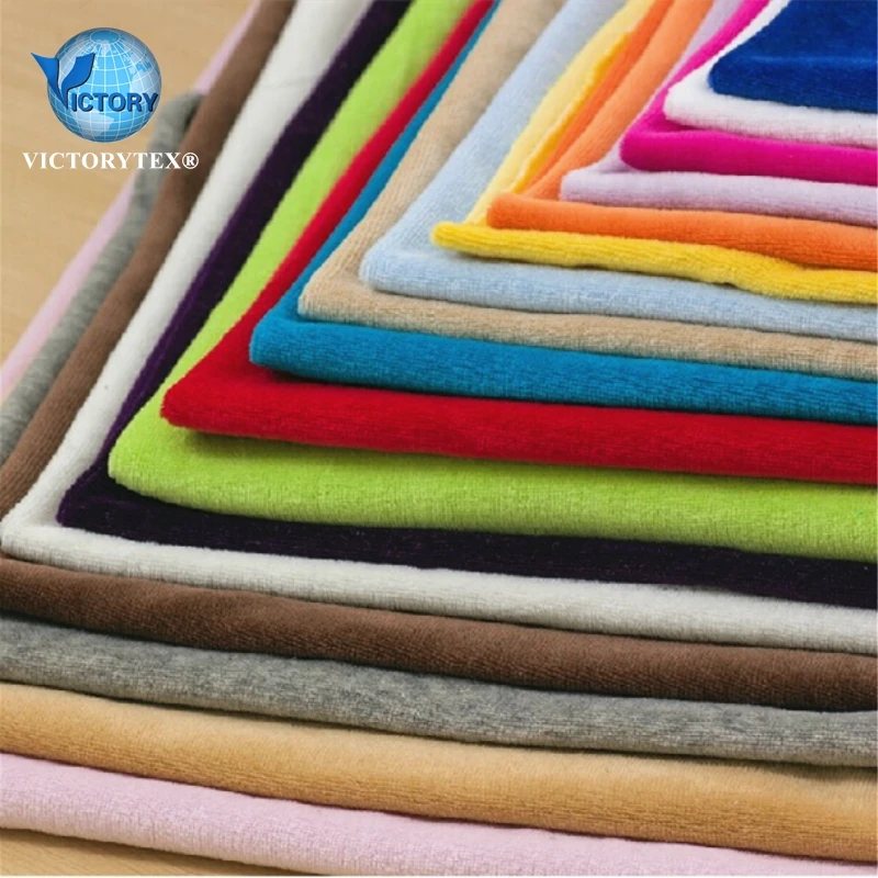 China Suppliers Knitted 80% Cotton 20% Polyester Organic Bamboo Terry Towels Women Tracksuit CVC Velvet Velour Fabric