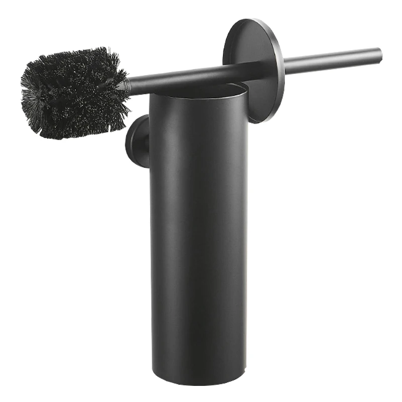 wall mounted stainless steel  Matte Black metal toilet brush holder set