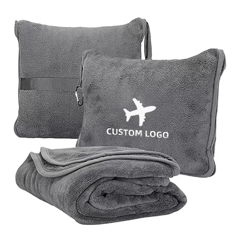 Organic Custom Color Soft Warm Shape Size Vacuum Packable airplane cushion Foldable 2 in 1 travel pillow