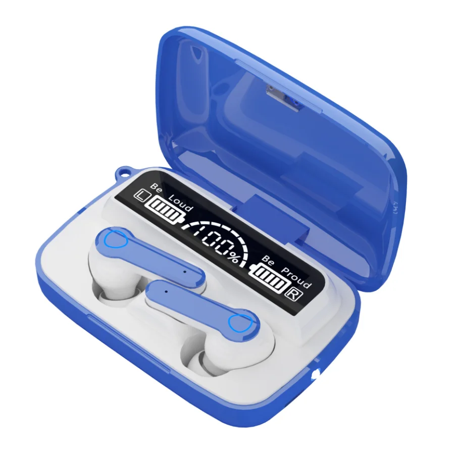 M19 True Wireless Headset HD LED display IPX7 2000Mah wireless BT earphones 5.0 free print logo  professional headphone