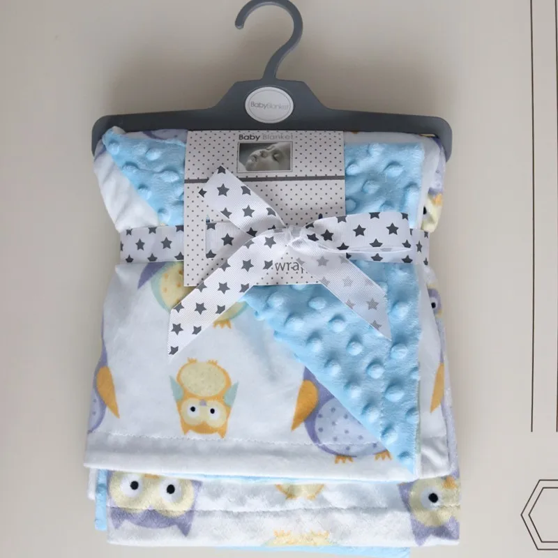 2 layers 3D dot cartoon whale minky coral fleece soft thermal toddler child winter baby blanket kids back seat cover baby quilt