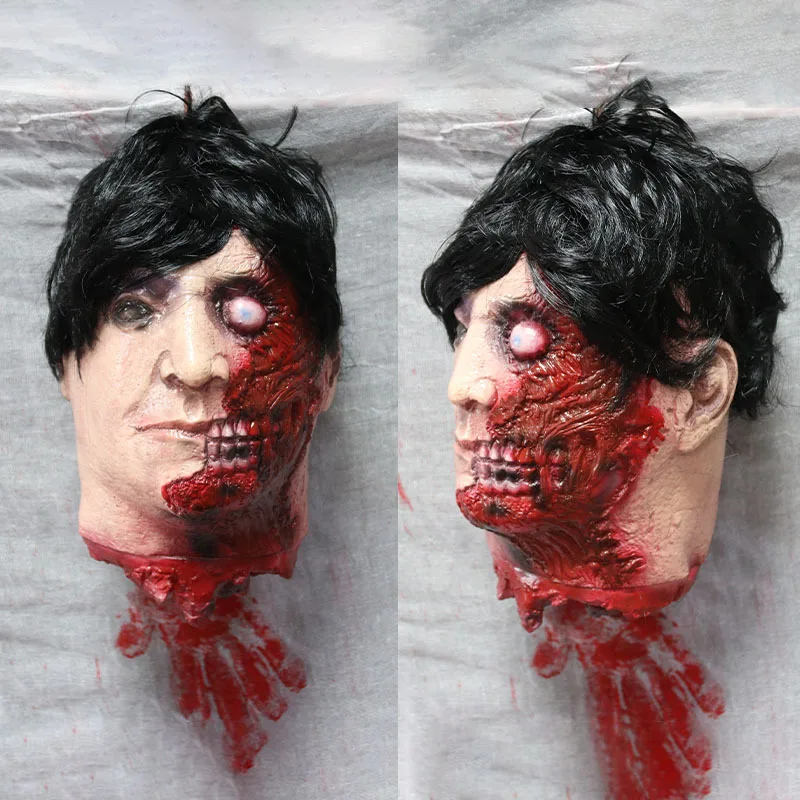 Hot Selling Halloween Latex Horror Mask Cosplay Costume Party Creepy Grimace With Vest Realistic Latex Face Cover
