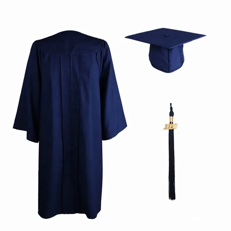 Wholesale 100% polyester black color matte fabric graduation cap and gowns