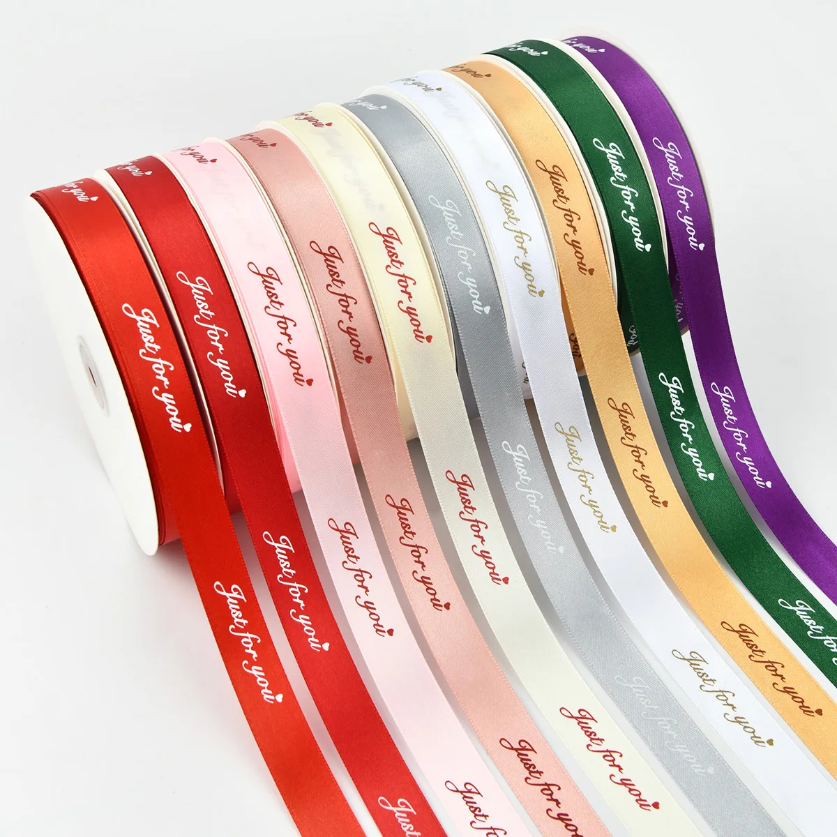 Personalized 20mm Just for You Flower Gift Wrapping Printed Ribbon Satin Roll Tape Decoration