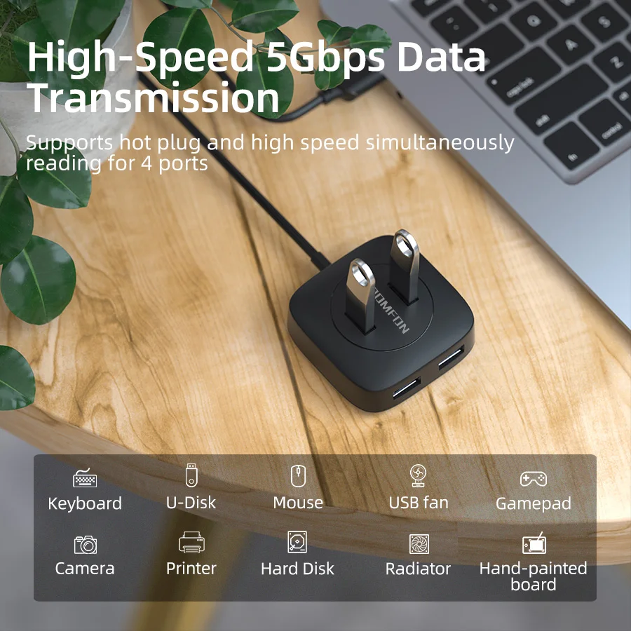 
Soomfon Black Mini 4 Port Usb Hub USB 3.0 OEM Adapter Hub 