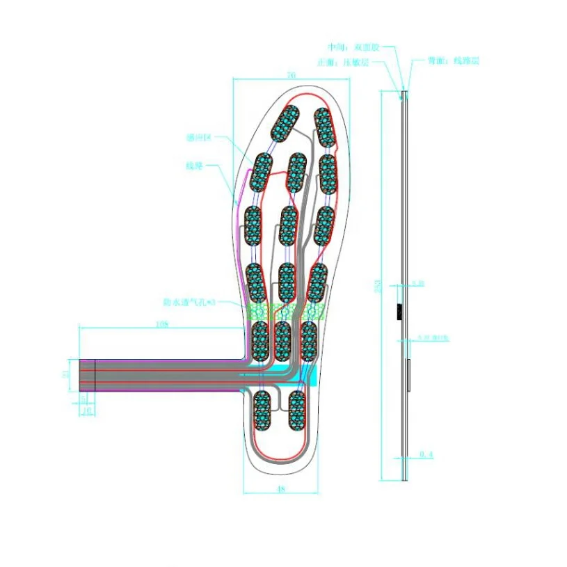 Taidacent Exercise Posture Correction Multi-point Pressure Sensor Insole Plantar Pressure Measurement FSR Gait Analysis Sensor