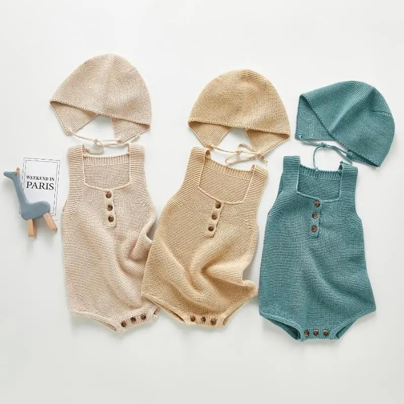 Wholesale Organic Knitted Newborn Clothing Baby Girl Romper Jumpsuit Clothes Cotton Romper
